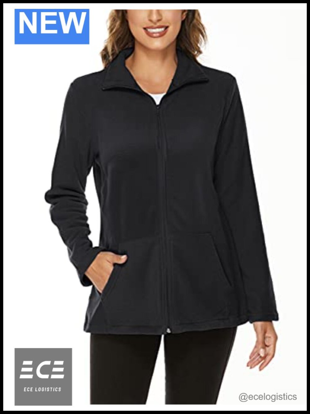 Hibelle Women's Full-Zip Thermal Fleece Jacket with Pockets